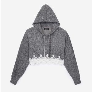 Sport The Kooples hooded lace-hem sweatshirt NWT